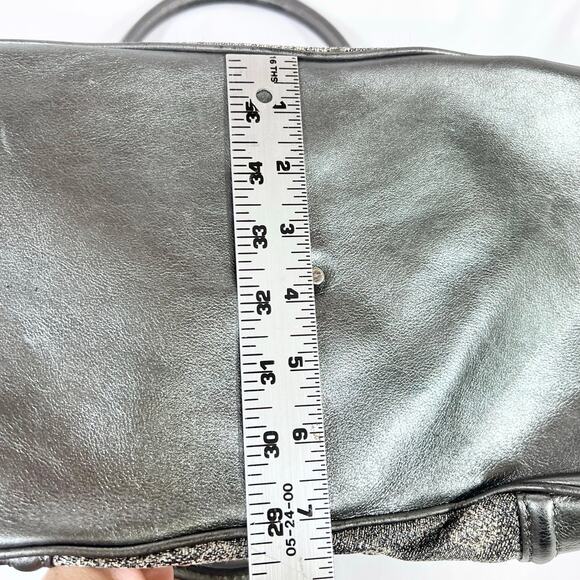 Burberry Pilgrim Tote Shoulder Bag Metallic Grey Beige Canvas Check Shopping - Picture 16 of 16